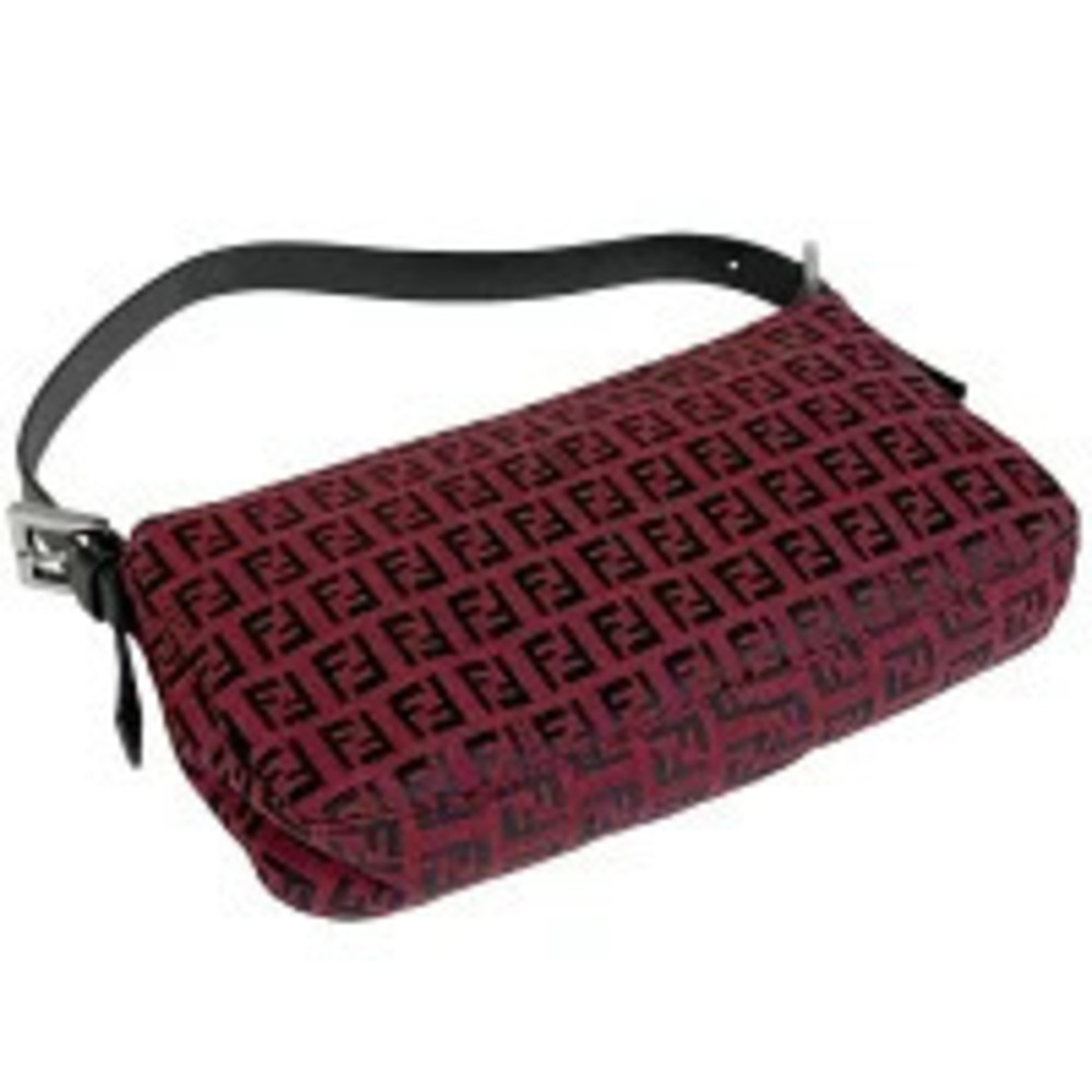 Fendi Handbag Canvas Bag Zucchino Mamma Hobo Red Shoulder Bucket